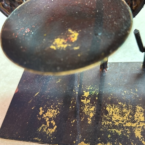 Candle Holder Mid Century Metal Rustic Leaves Sculpture Vintage 18.5" - Picture 5 of 8